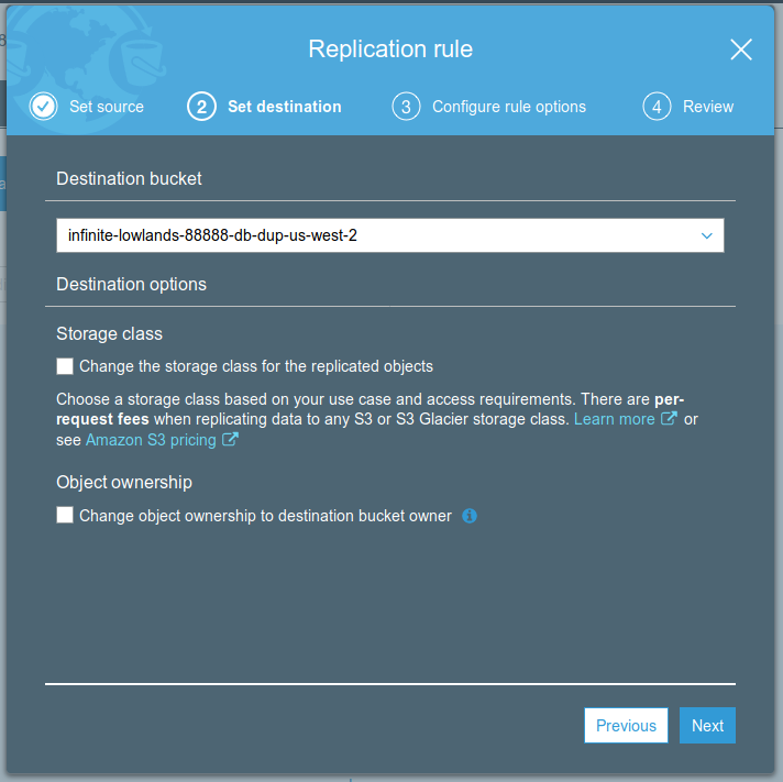 S3 - Main - Replication Rule - Set Destination