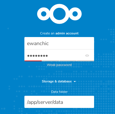 Nextcloud Setup - Username & Password