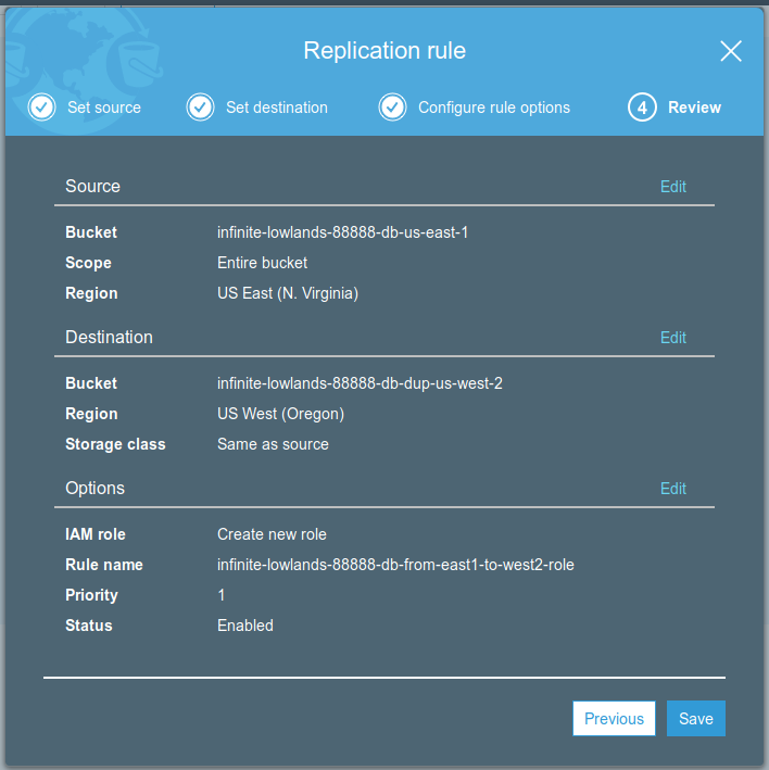 S3 - Main - Replication Rule - Review and Save