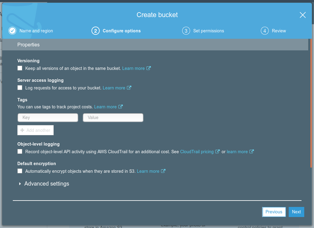S3 - Configure Options
