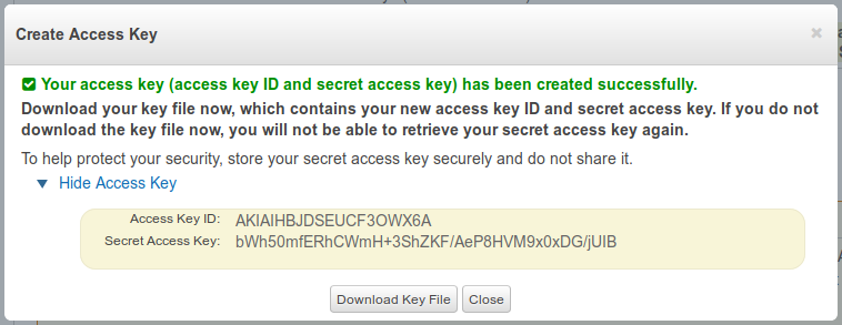 S3 - Security - Access Key - Reveal