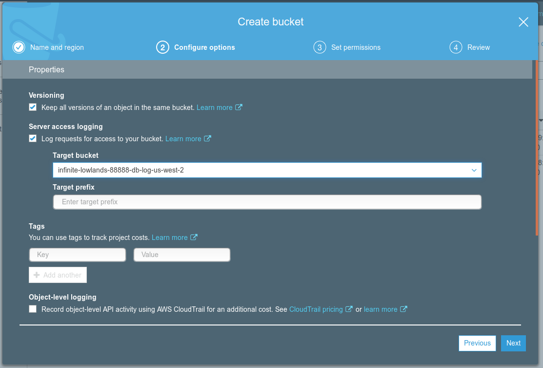 S3 - Replication Bucket - Configure Options