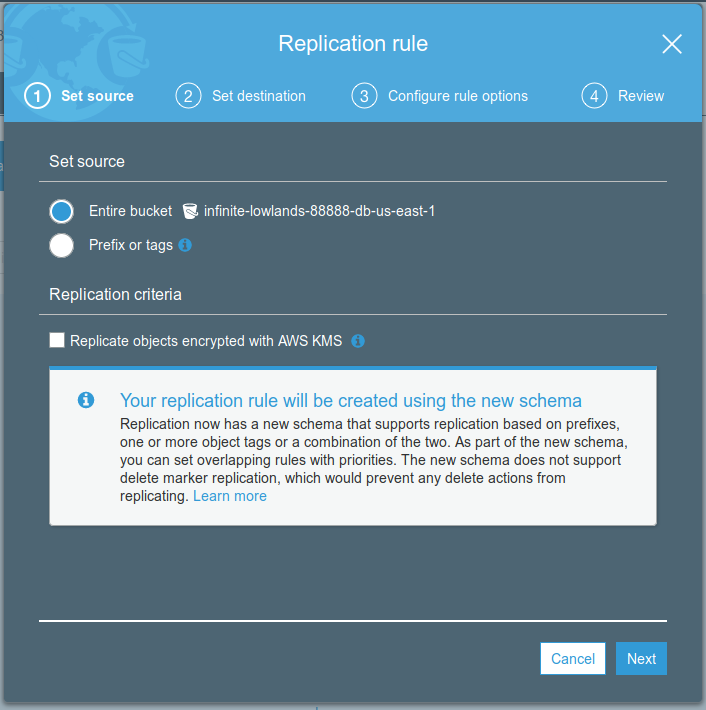 S3 - Main - Replication Rule - Set Source