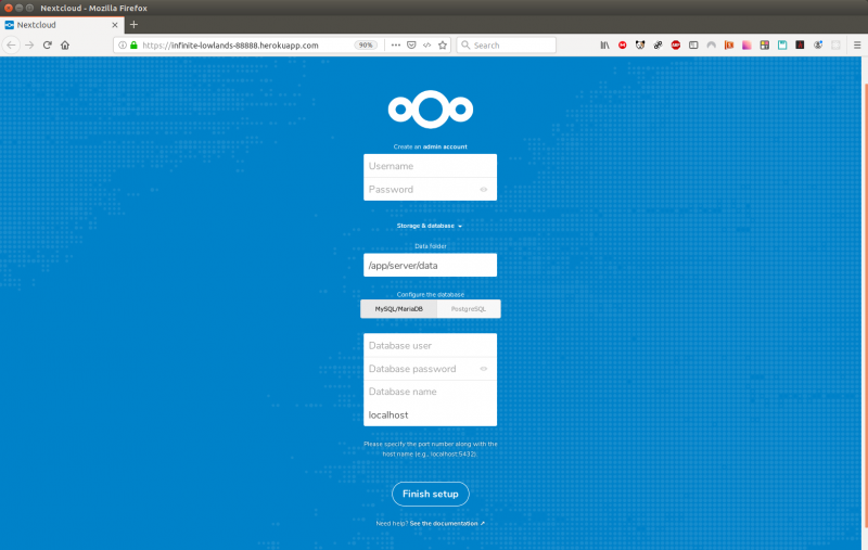 Initial NextCloud Setup